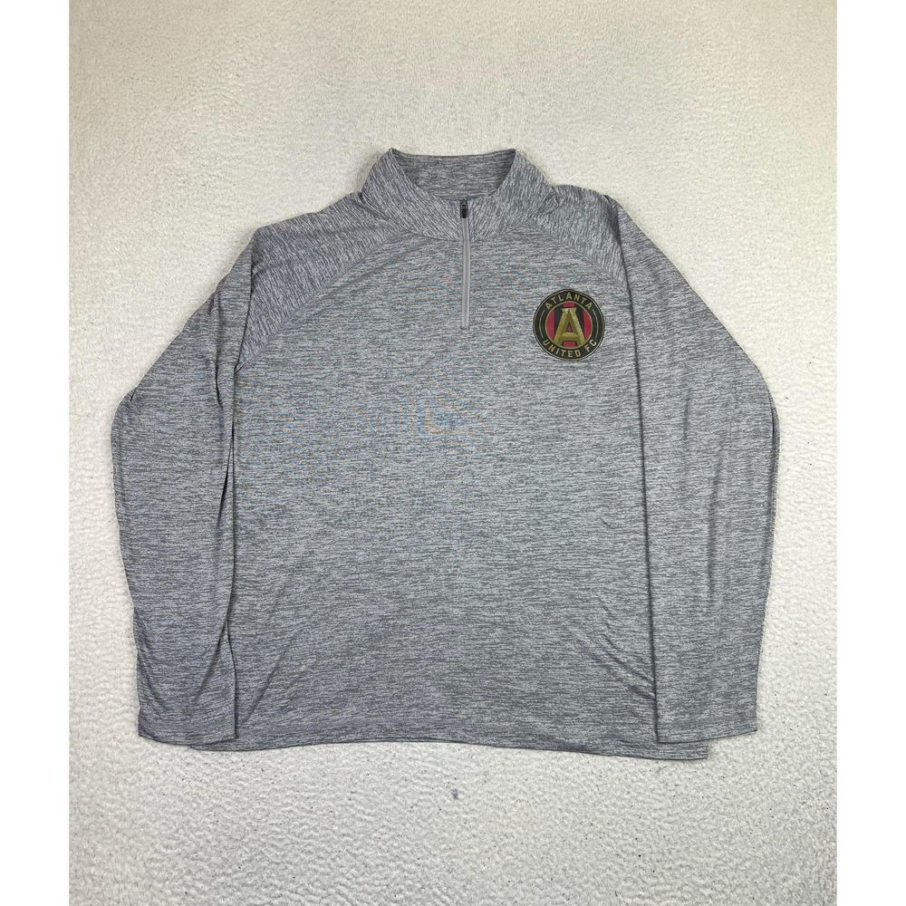 Atlanta United FC Shirt Mens XL Gray MLS Soccer Quarter Zip Long Sleeve